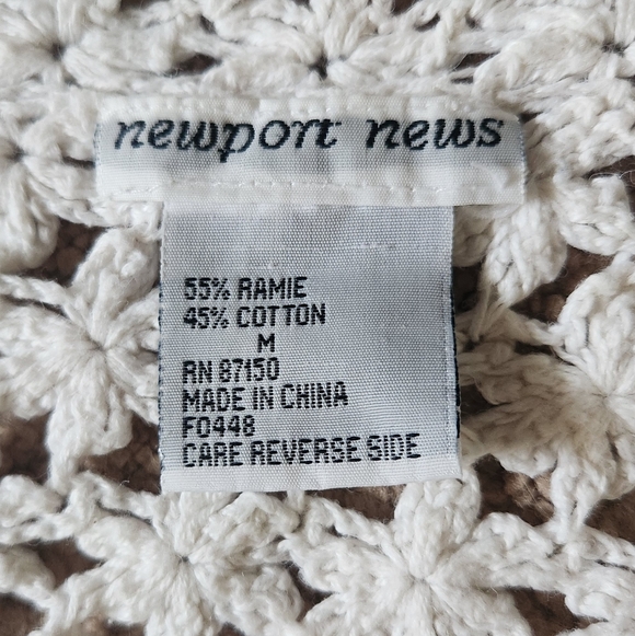 Y2K Ivory Crochet Collared Button Up Shirt Boho Cottage Festival Renaissance M - Picture 4 of 8